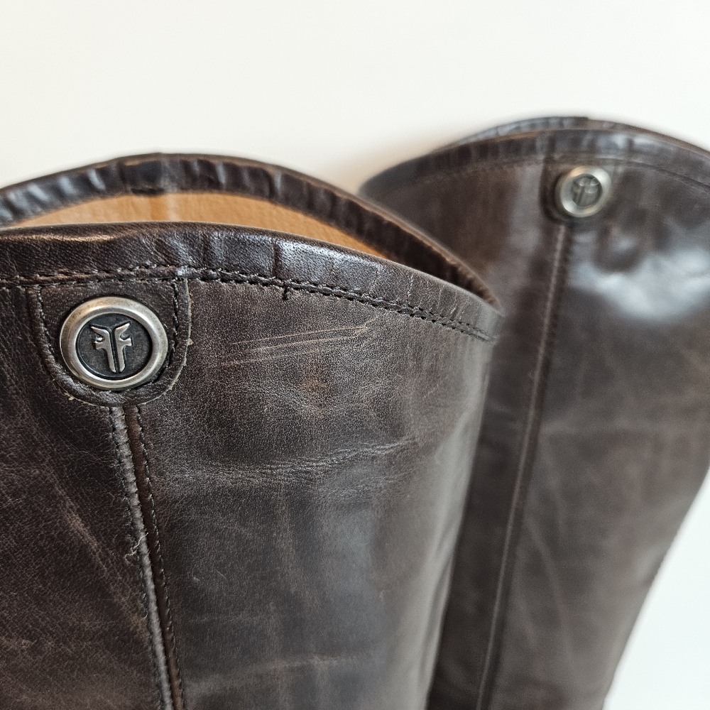 Frye Brown Melissa Button Leather Riding Boots Women’s 8 Knee High Equestrian - Picture 6 of 16